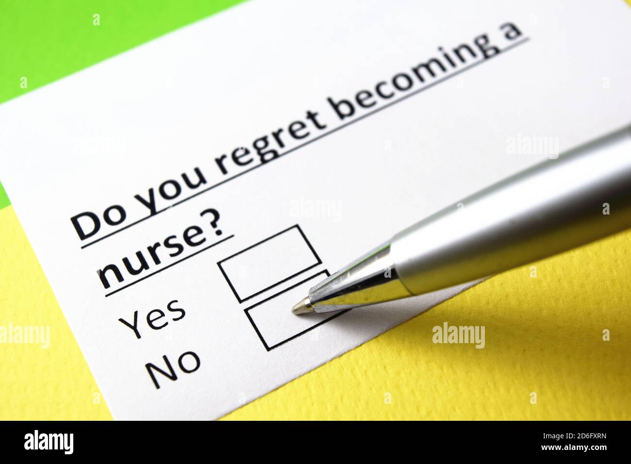 Do you regret a nurse? Yes or no Stock Photo Alamy