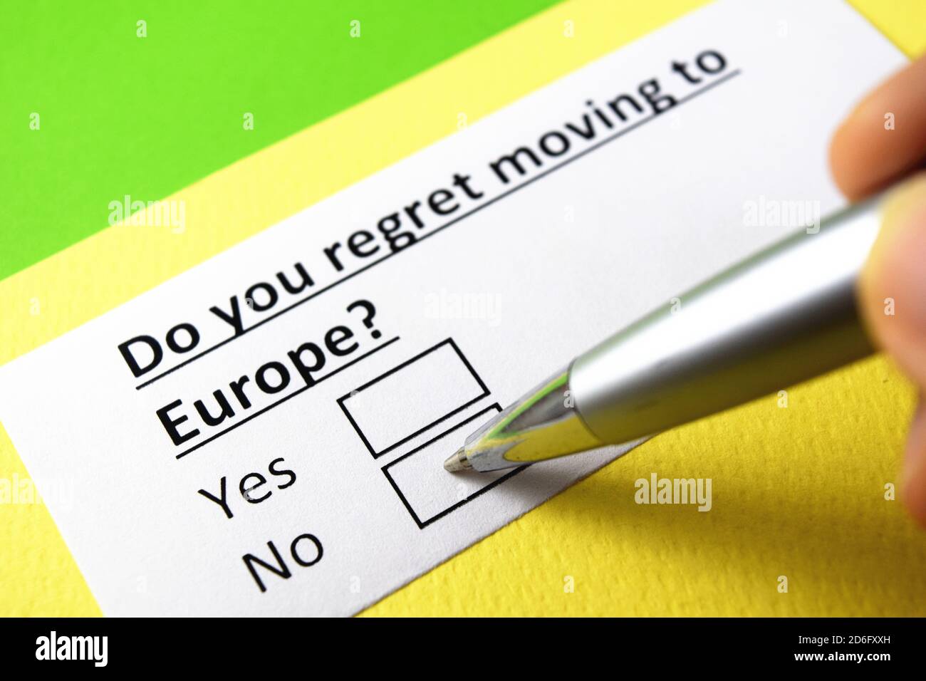 do-you-regret-moving-to-europe-yes-or-no-stock-photo-alamy