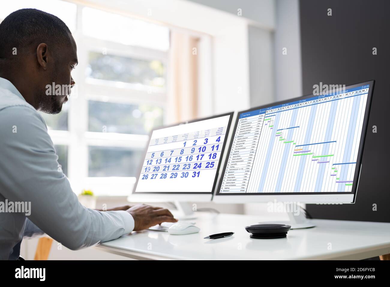 Tech Schedule List On Computer Screen. Gantt Calendar Stock Photo Alamy