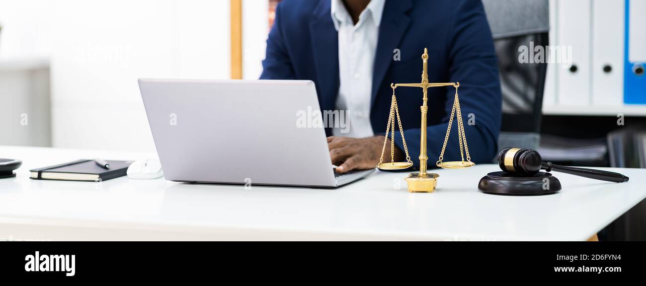 African American Lawyer Or Judge. Legal And Justice Stock Photo