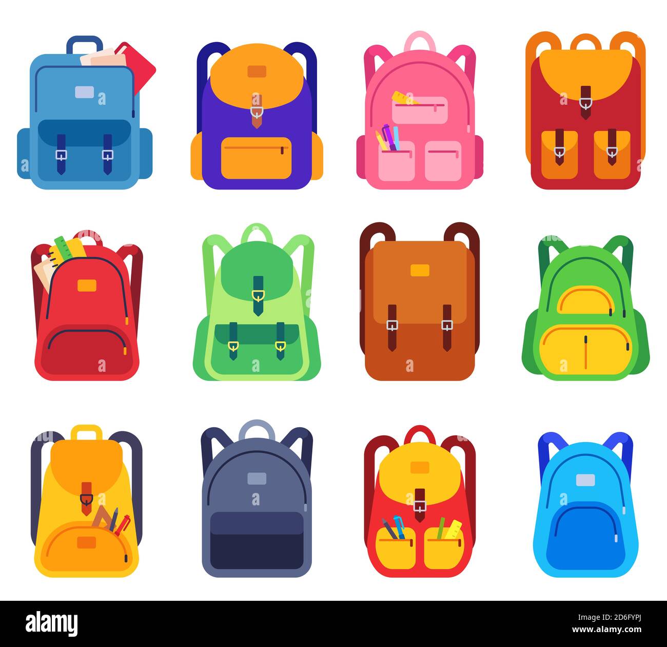 School bags. Backpacks with zipper and pockets for study and traveling