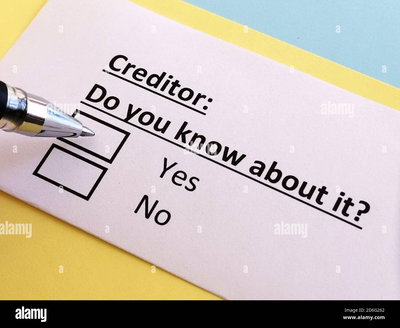 One person is answering quetion about creditor. Stock Photo