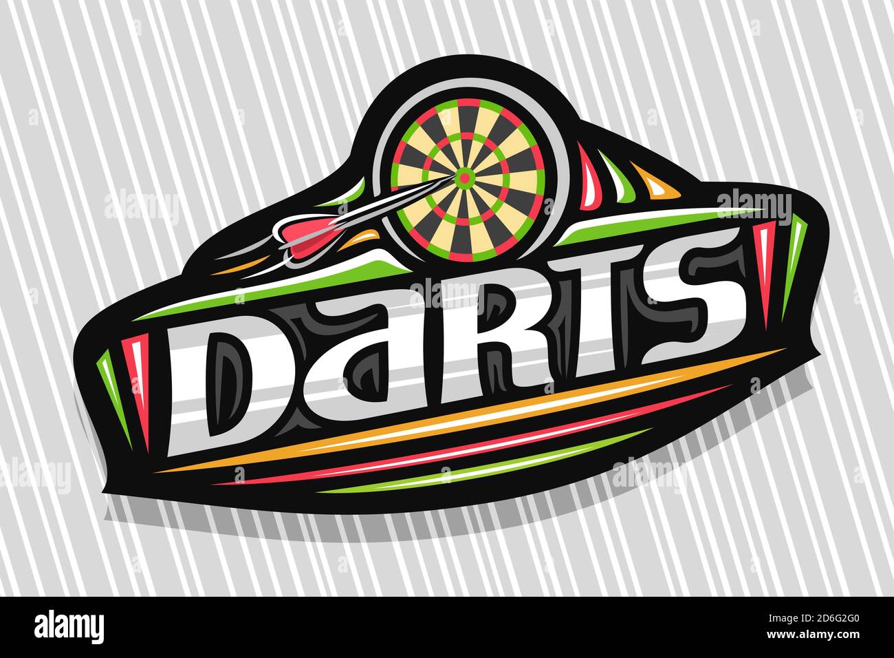 Vector logo for Darts Sport, dark modern emblem with illustration of flying  darts arrow in target, unique lettering for grey word darts, sports sign w  Stock Vector Image & Art - Alamy