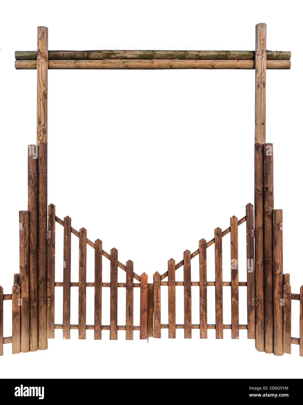 Wooden fence gate isolated on white background Stock Photo