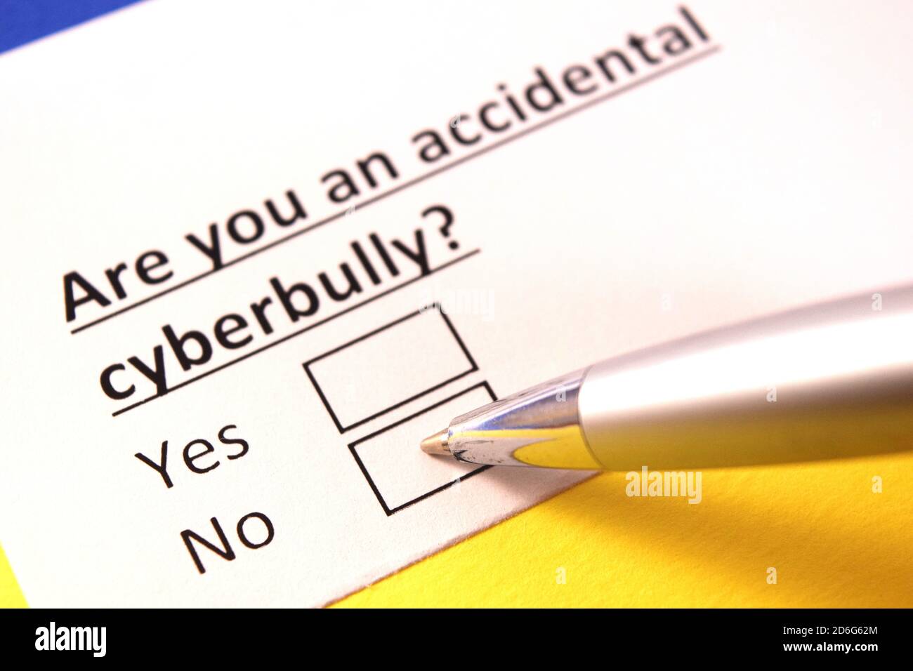 Are you an accidental cyberbully? Yes or no? Stock Photo