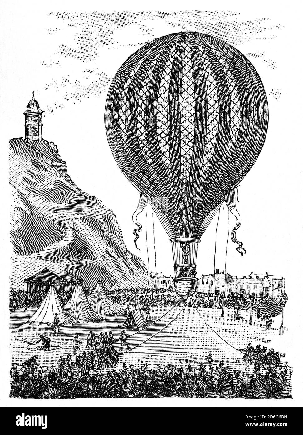 The Siege of Paris, lasting from 19 September 1870 to 28 January 1871, and the consequent capture of the city by Prussian forces, led to French defeat in the Franco-Prussian War. During the seige, balloons served to carry the mail and diplomats outside the city safely from Prussian attack. Stock Photo