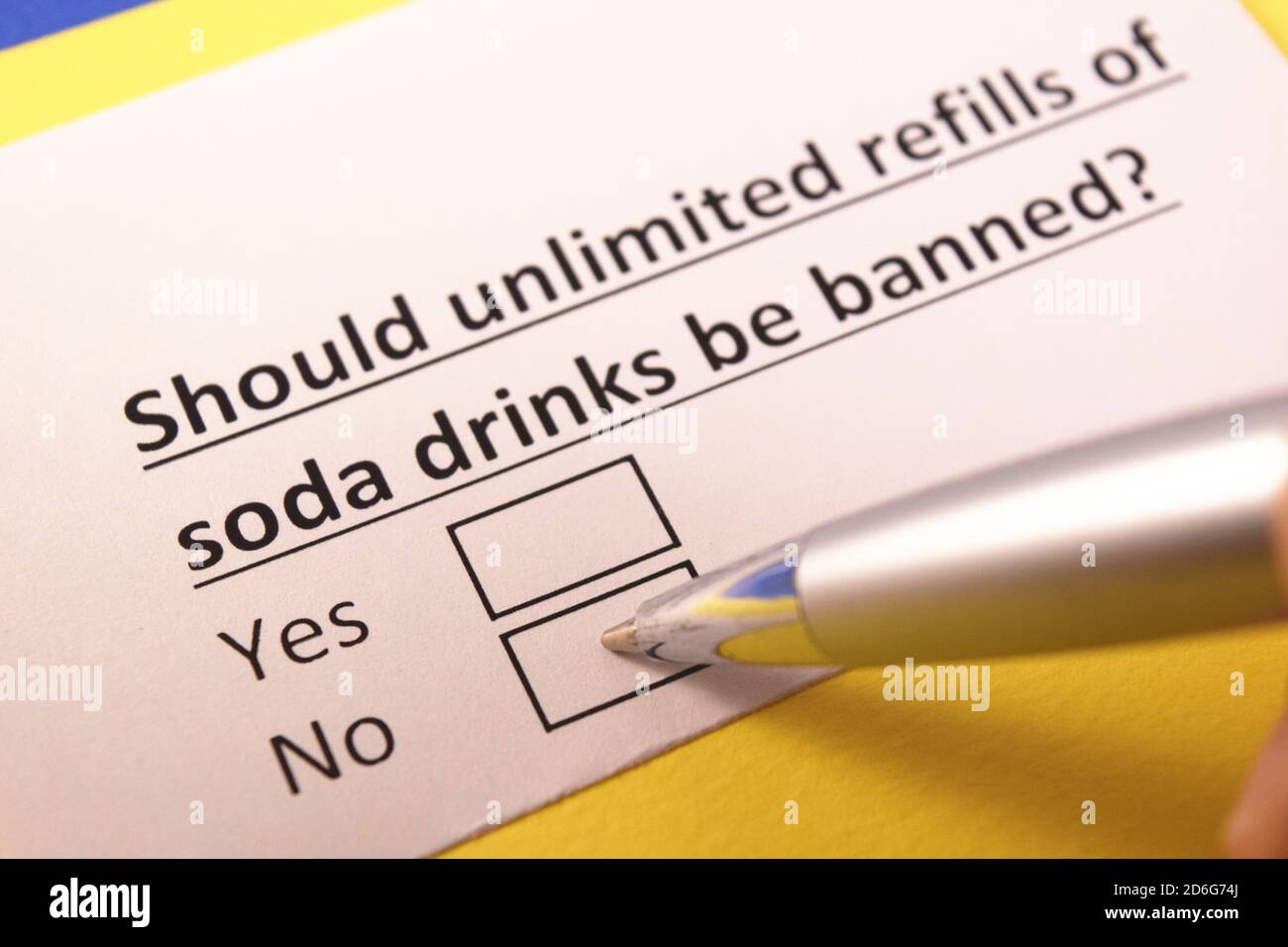 Should unlimited reifills of soda drinks be banned? Yes or no Stock Photo Alamy