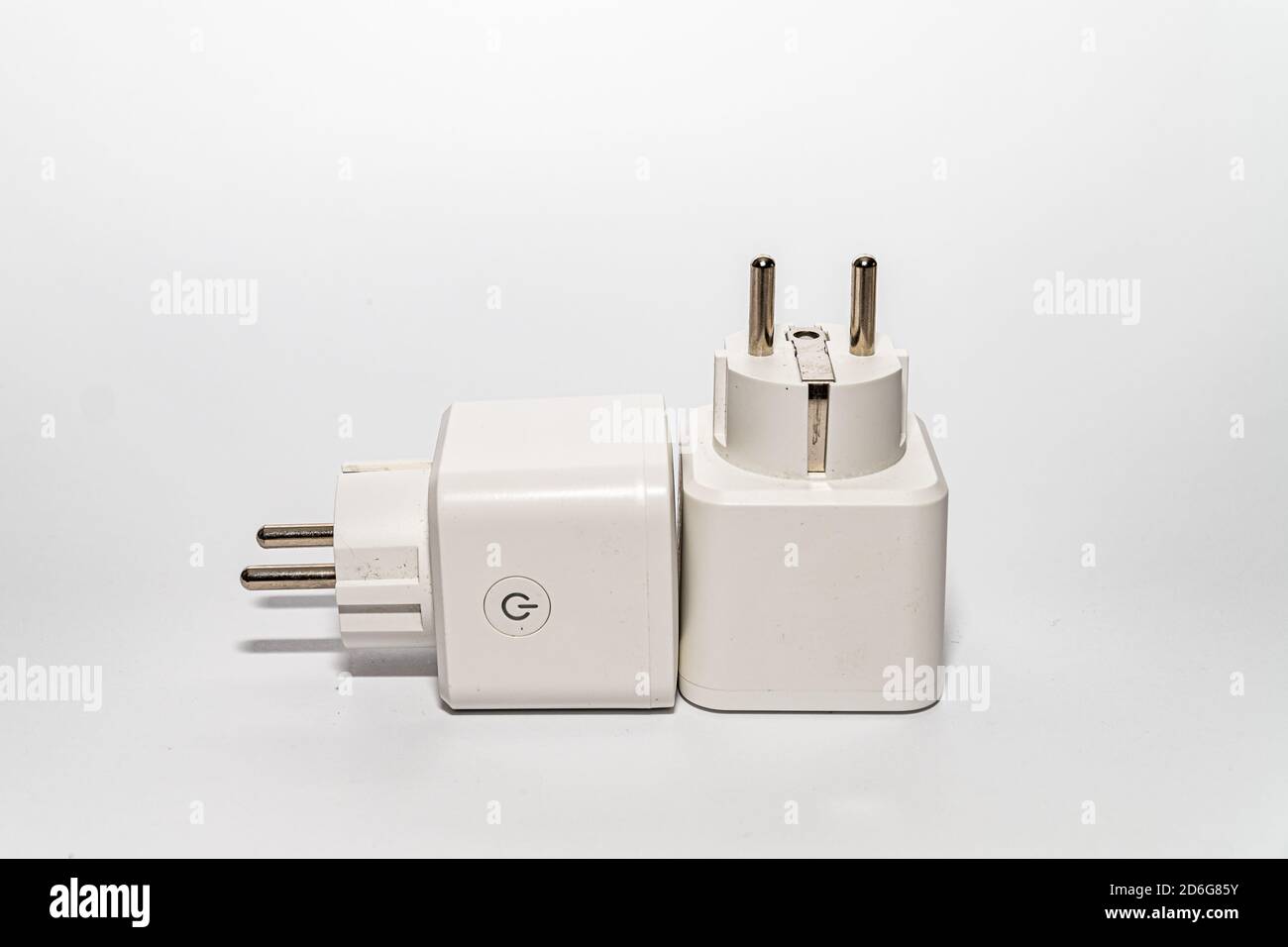 White electrical plugs isolated on a white background Stock Photo - Alamy
