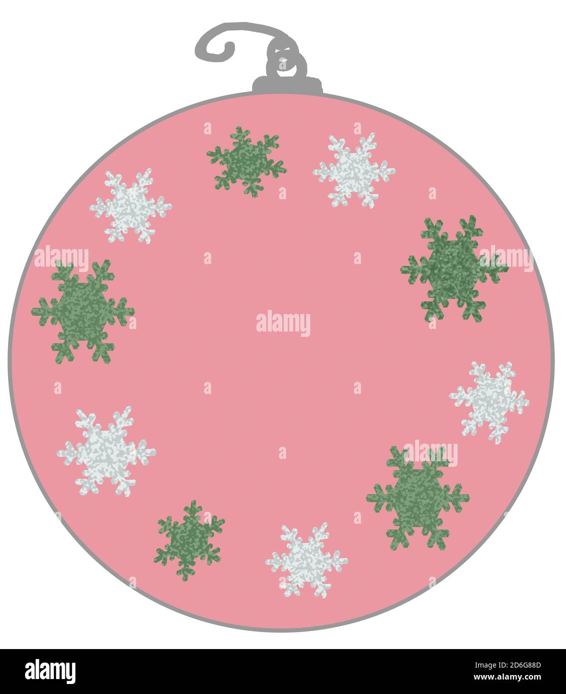 Silver and pastel pink Christmas decoration hand drawn style with snowflakes illustration. Stock Photo