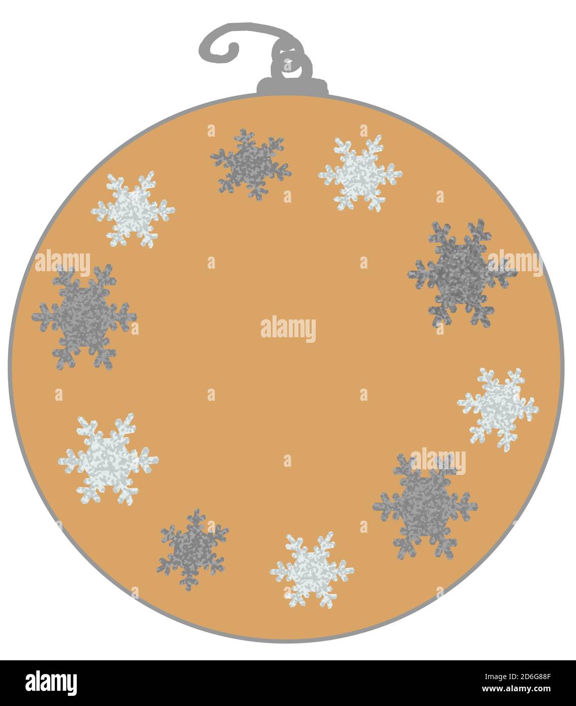 Silver and gold Christmas ornament hand drawn style with snowflakes illustration design resource. Stock Photo