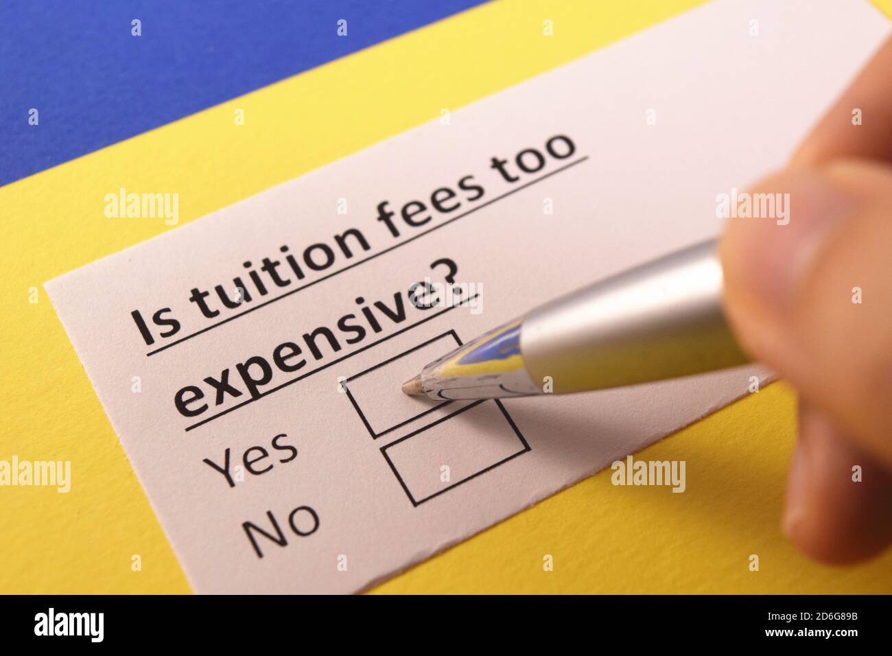 Is tuition fees too expensive? Yes or no Stock Photo Alamy