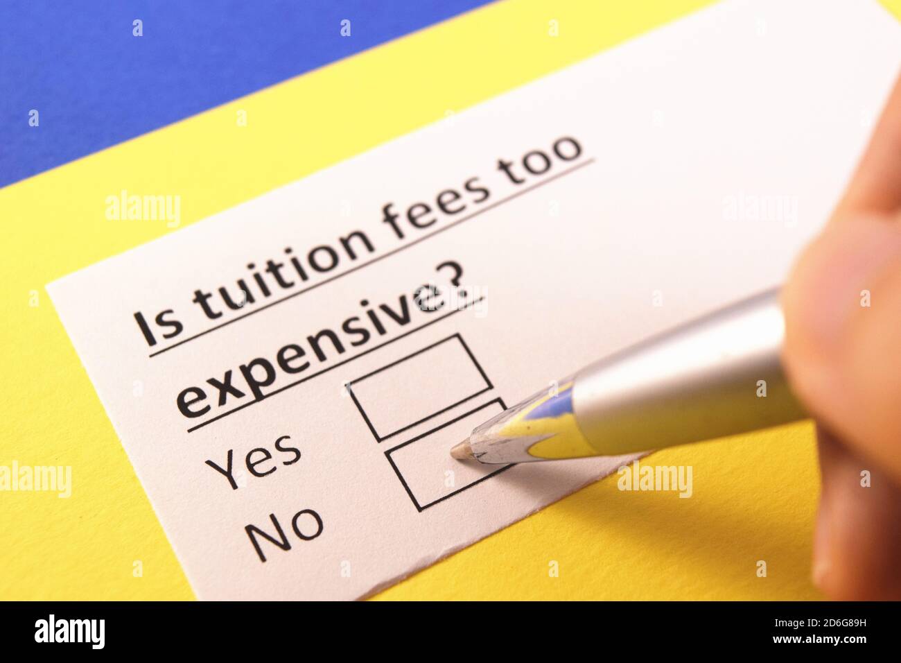 Is tuition fees too expensive? Yes or no Stock Photo - Alamy