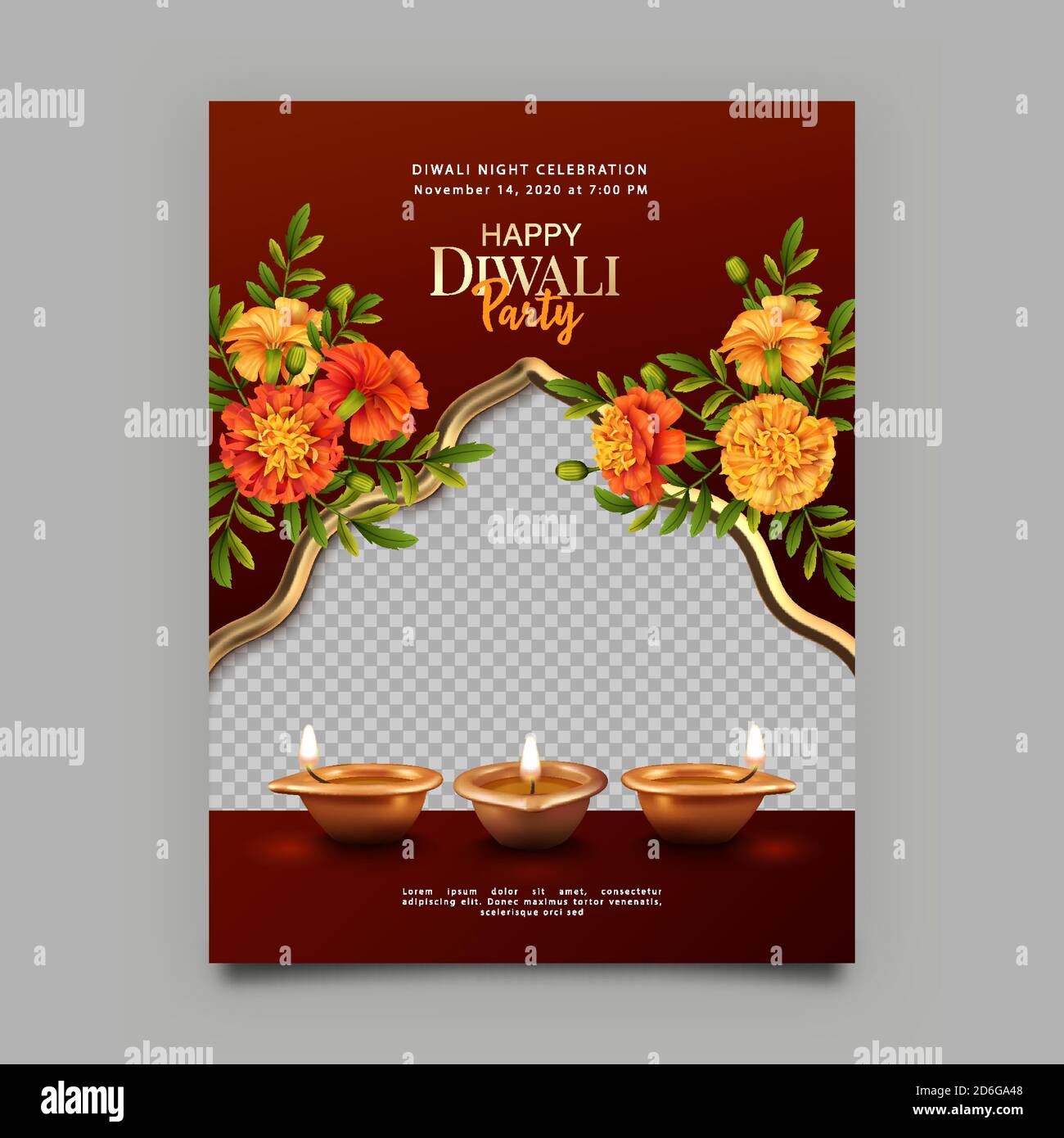 Diwali Poster Template. Stock Vector
