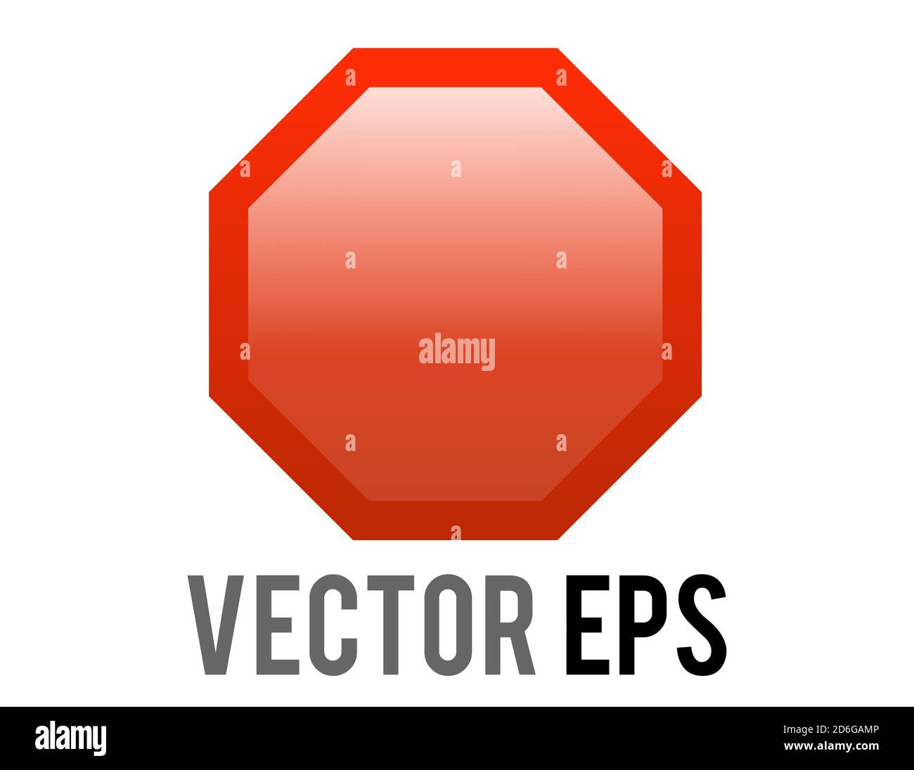 The isolated vector gradient red octagonal road stop warning sign icon Stock Vector