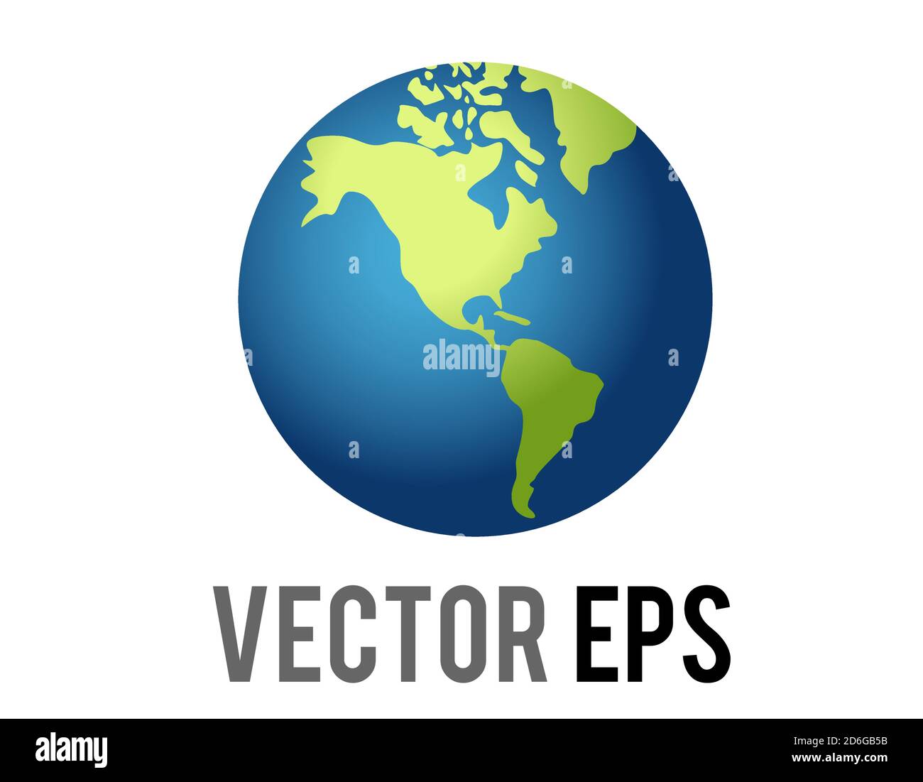 The isolated vector globe showing Americas icon, showing North, South America in green against blue ocean, represent various content concerning the No Stock Vector