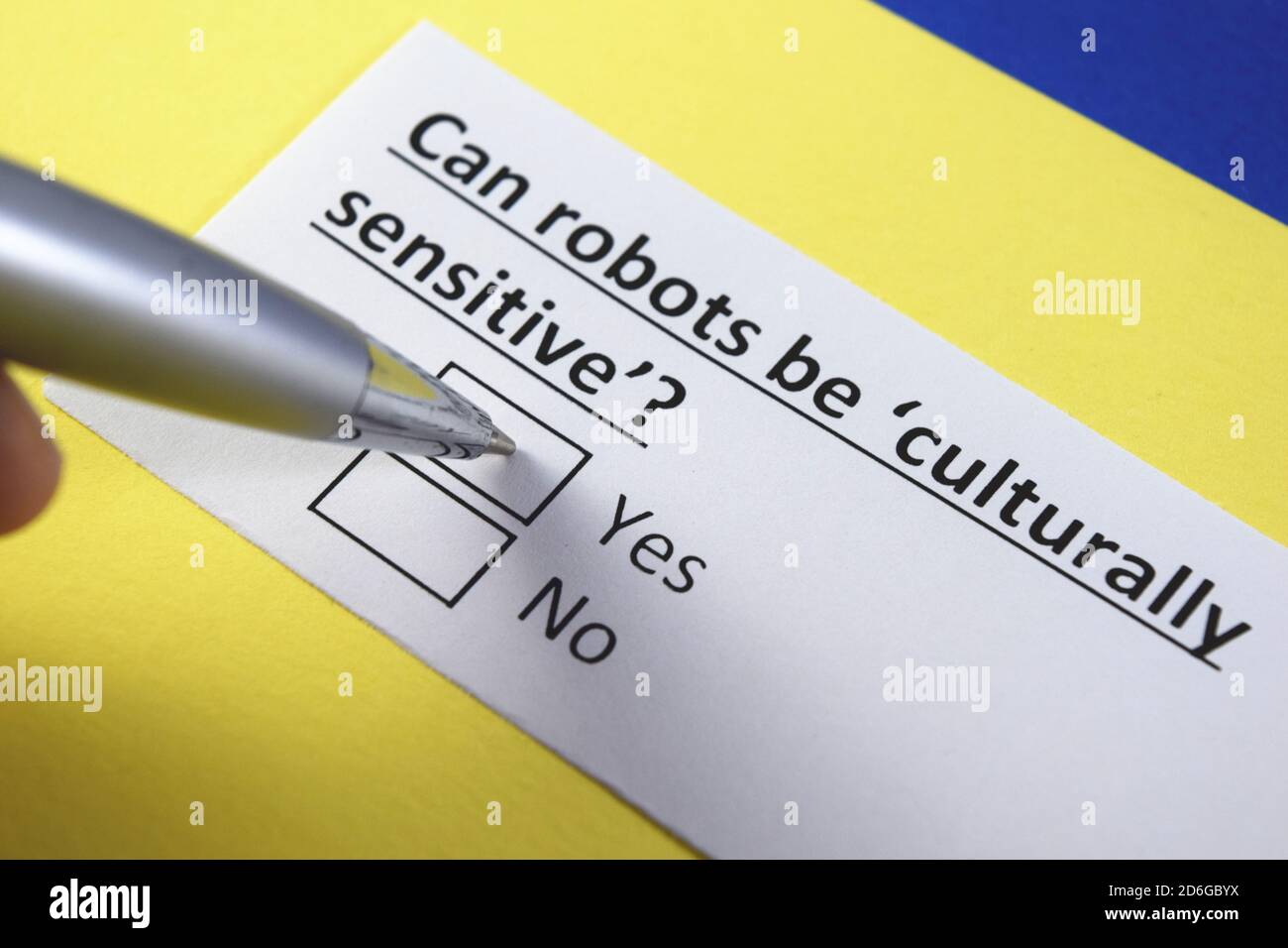 Can robots be 'culturally sensitive'? yes or no? Stock Photo