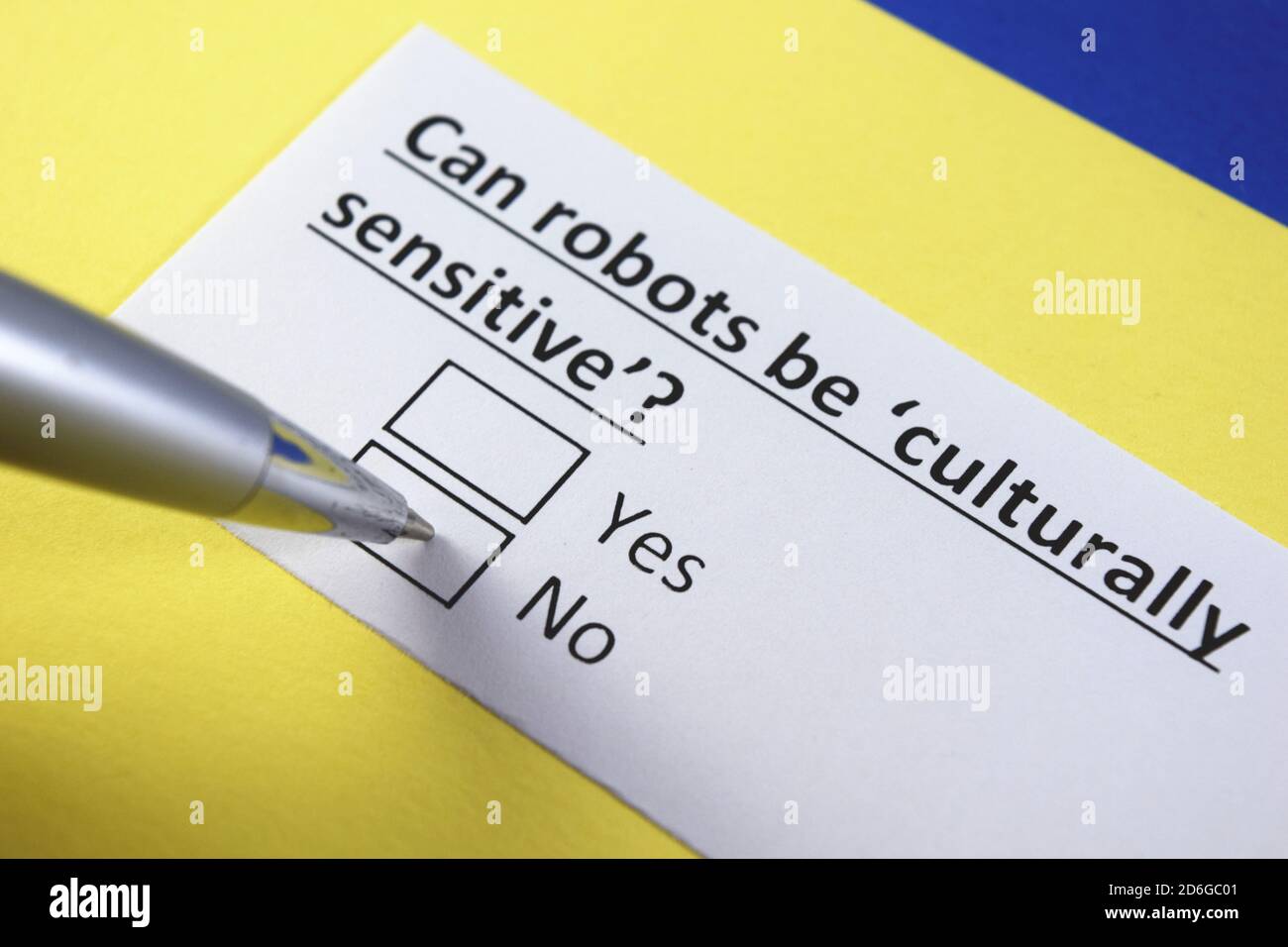 Can robots be 'culturally sensitive'? yes or no? Stock Photo