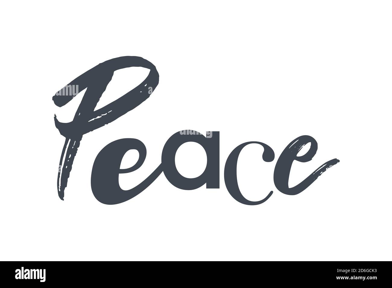 Modern, playful graphic design of a word 'Peace' in grey color. Urban, fun, creative typography. Stock Photo