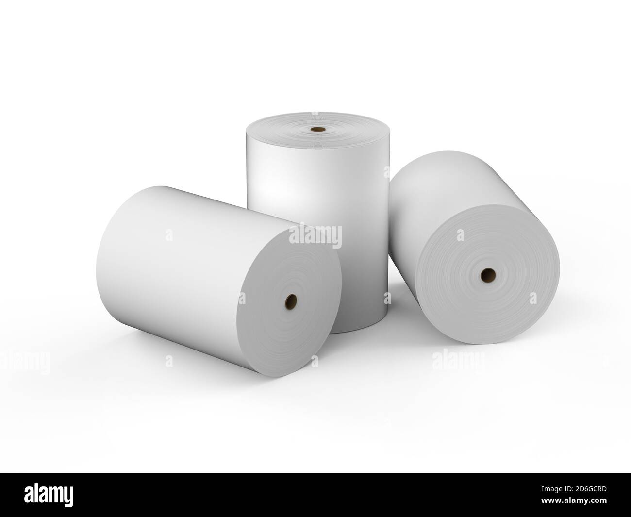 3d rendering white paper rolls on white background Stock Photo Alamy