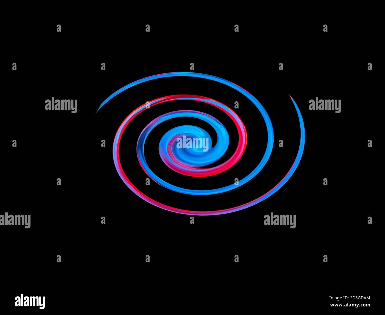 Illustration of abstract swirls in blue and red colors on a black ...