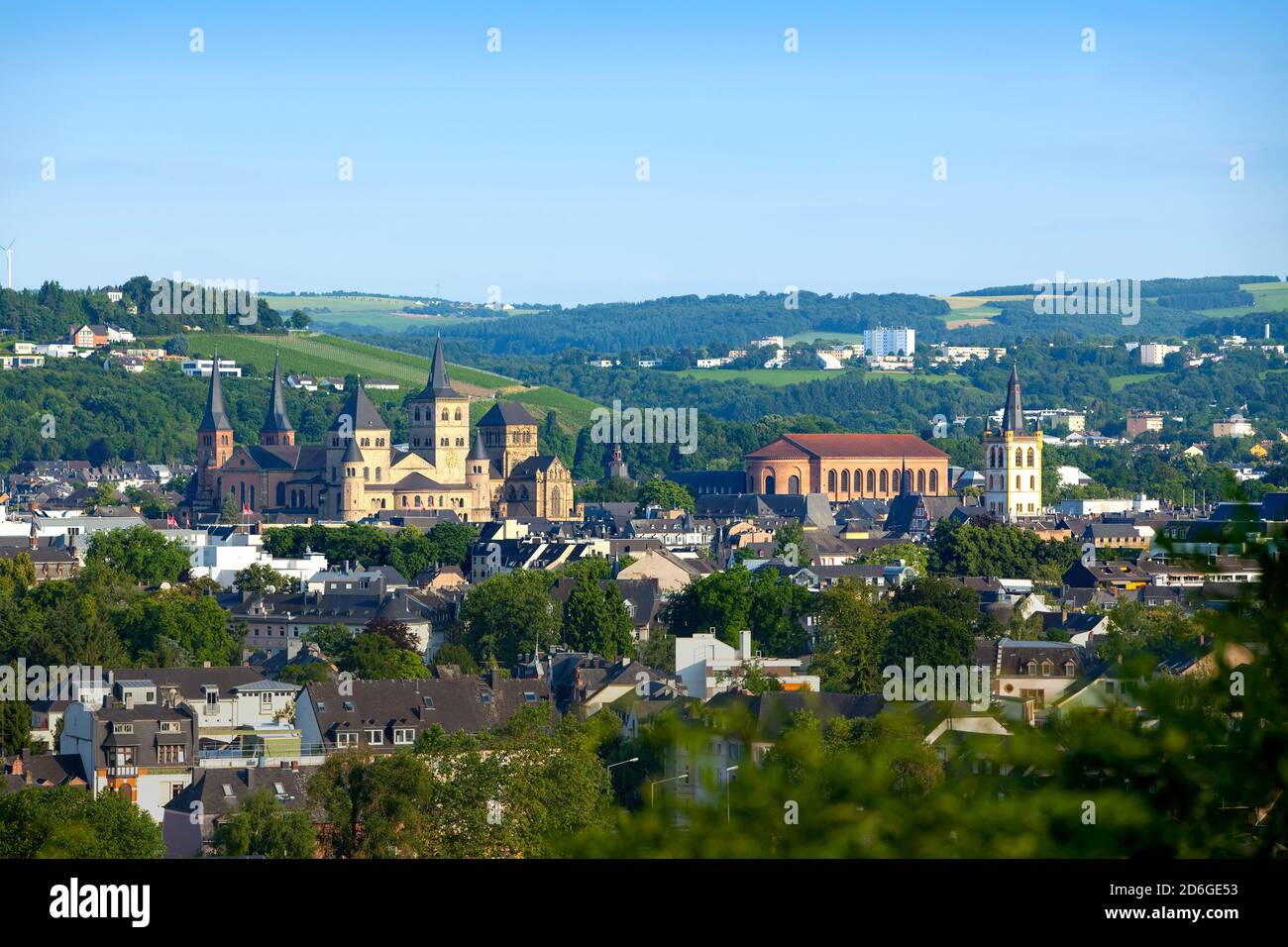 Trier, Blick auf Trier mit Dom. Stock Photo