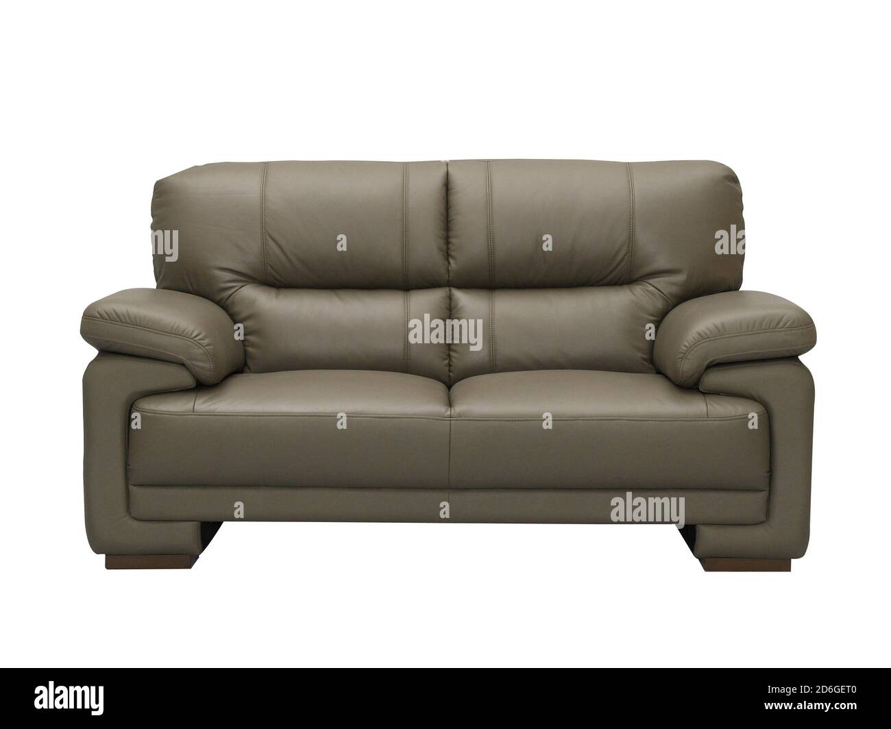 Elegant brown leather couch isolated on white background Stock Photo