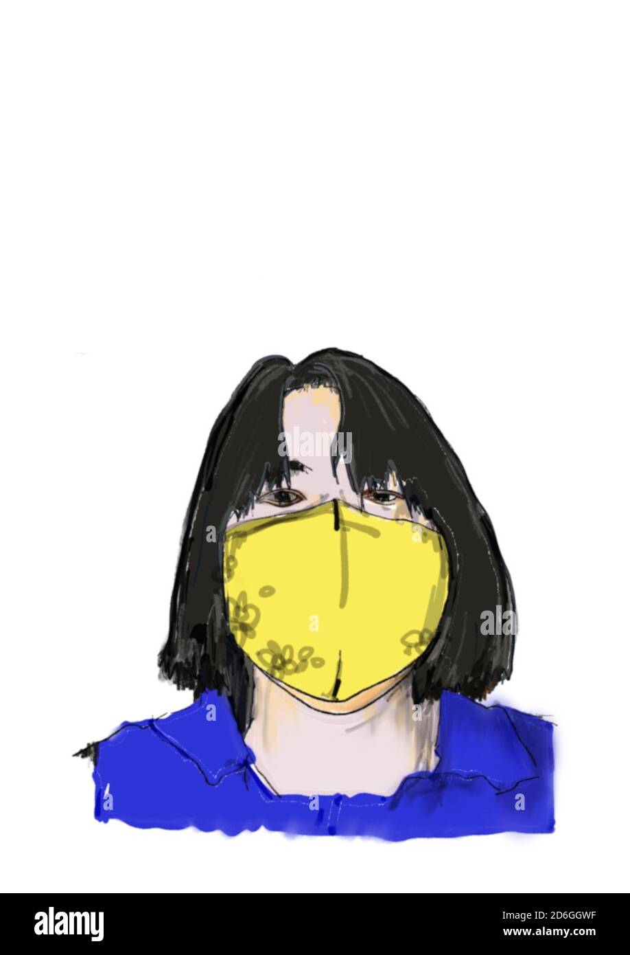 Draw Cartoon one woman female wearing face mask, safety distance, protect coronavirus covid-19 on white background Stock Photo - Alamy Draw Cartoon one woman female wearing face mask, safety distance, protect coronavirus covid-19 on white background Stock Photo - Alamy