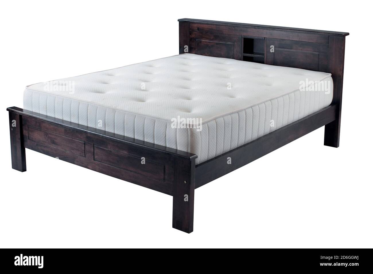 Wooden platform bed with mattress Stock Photo Alamy