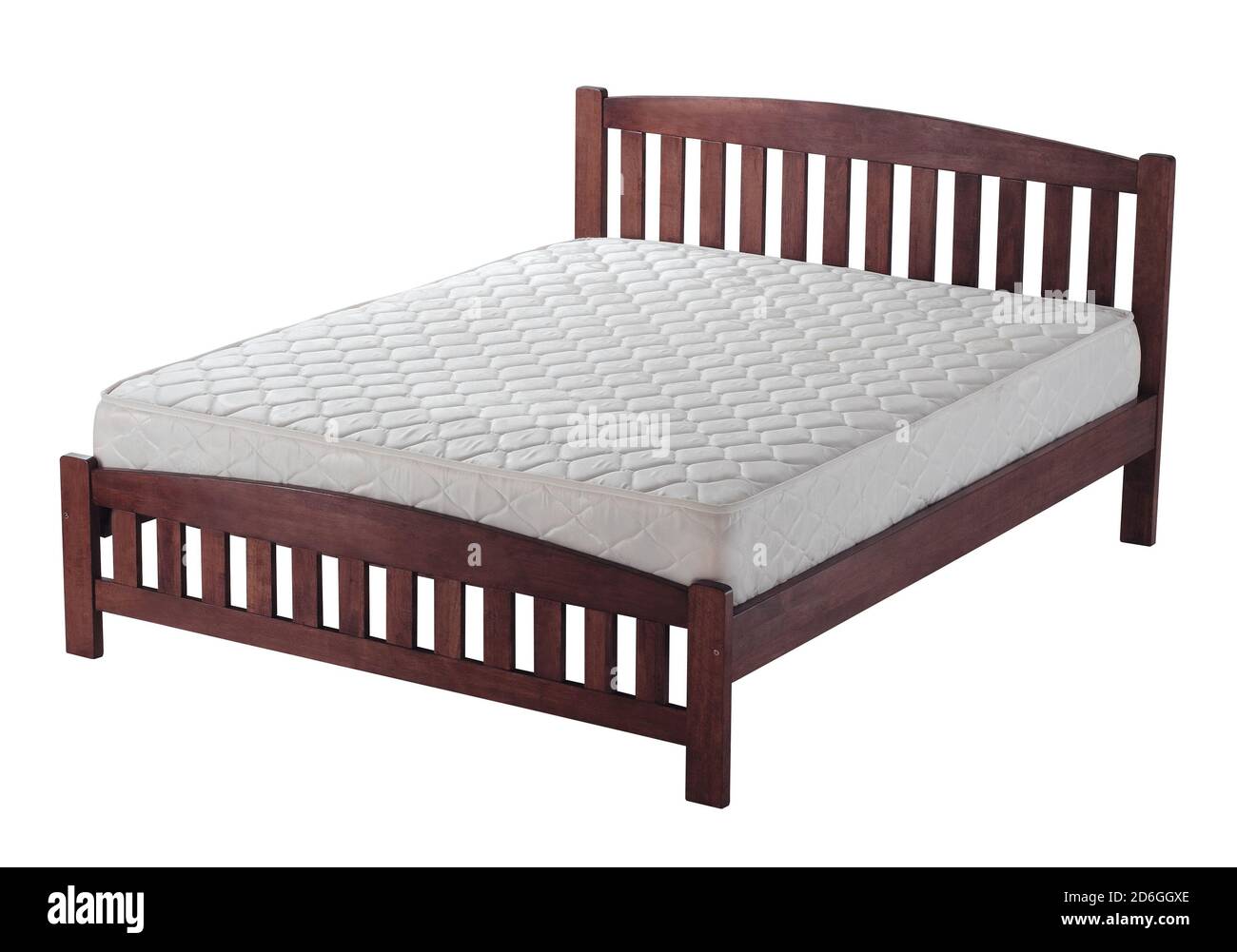 Wooden platform bed with mattress Stock Photo Alamy
