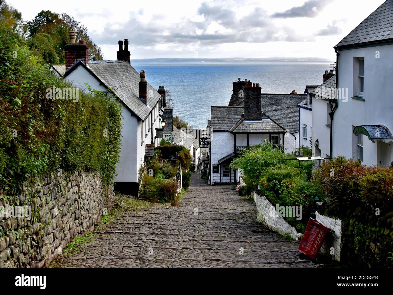 Cobbled street in Clovelly. Stock Photo