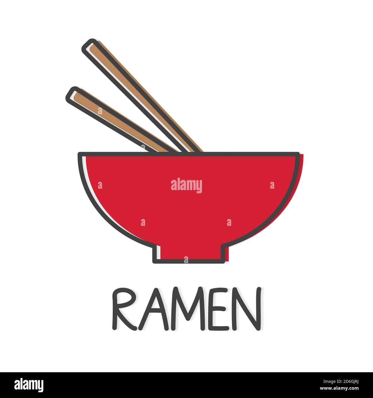 ramen soup bowl with chopsticks icon- vector illustration Stock Vector