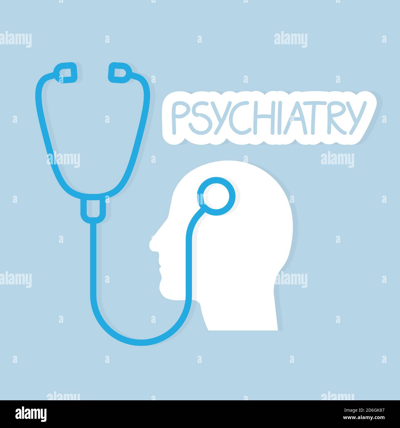 psychiatry concept, head and stethoscope vector illustration Stock