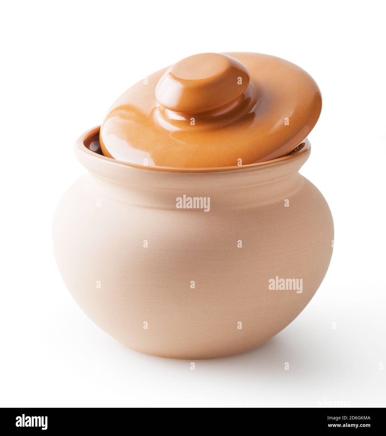 Clay pot with lid isolated on white background with clipping path Stock ...
