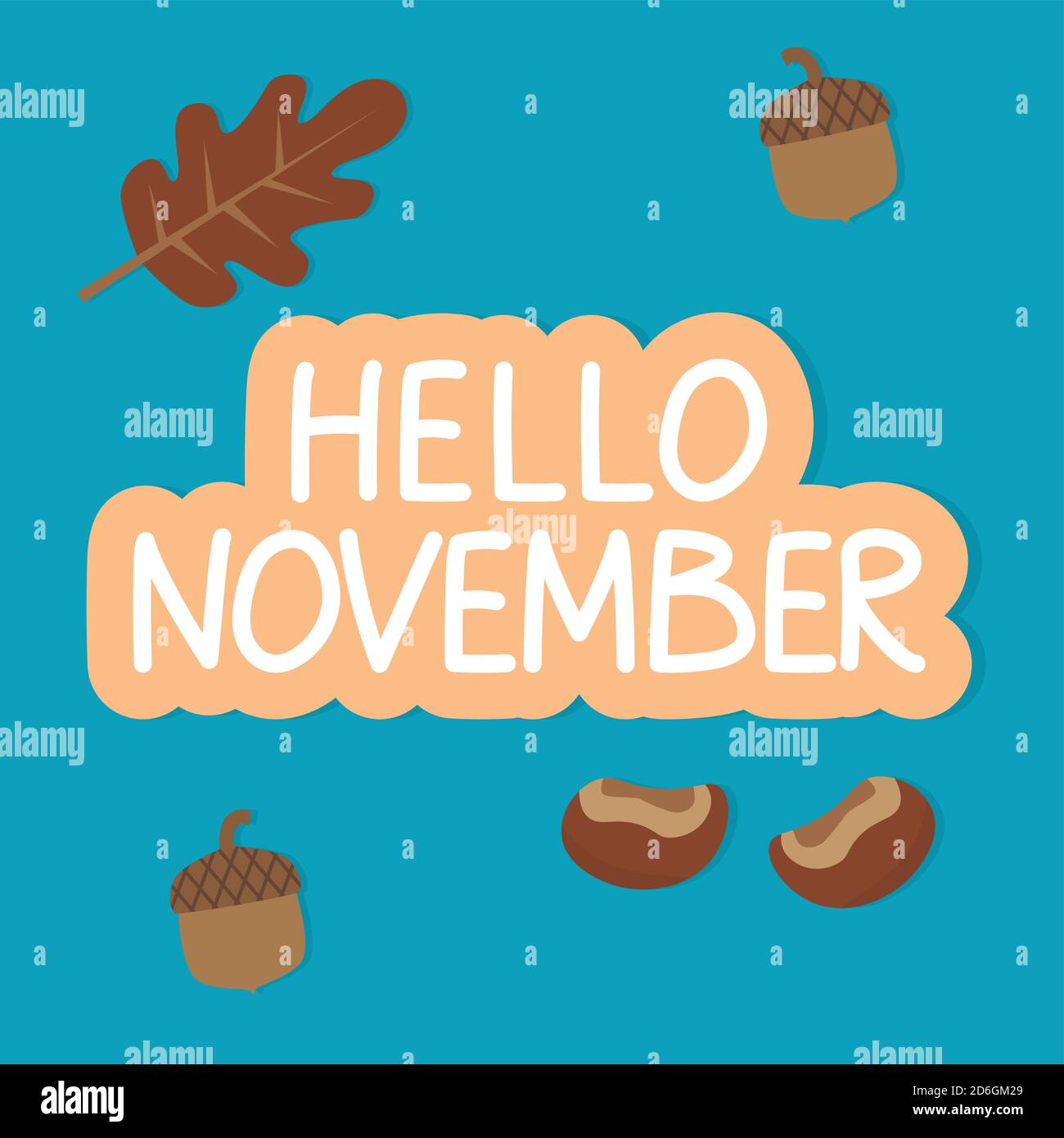 hello november word concept, autumn icons composition- vector ...