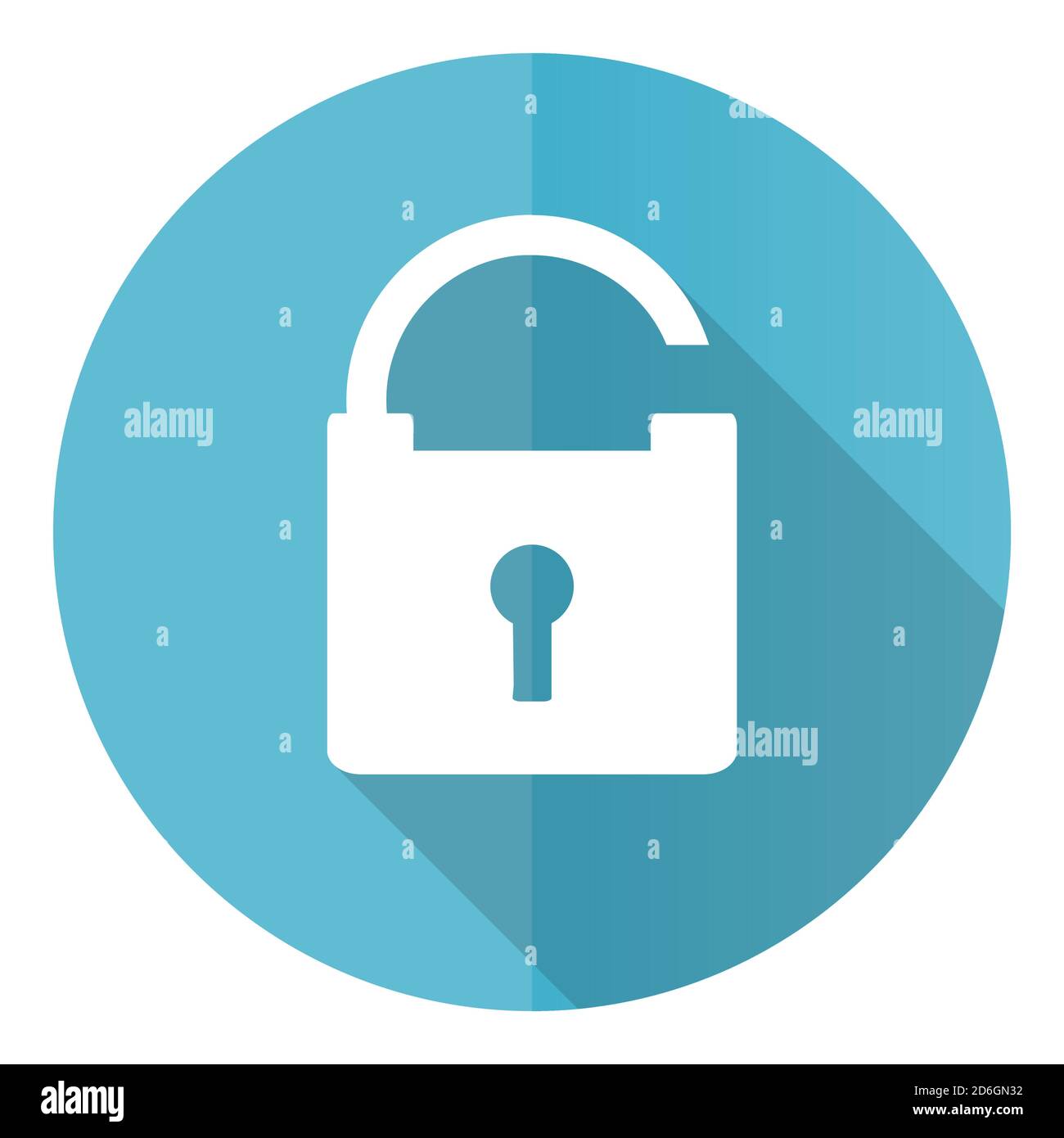 Padlock vector icon, security flat design blue round web button isolated on white background Stock Vector