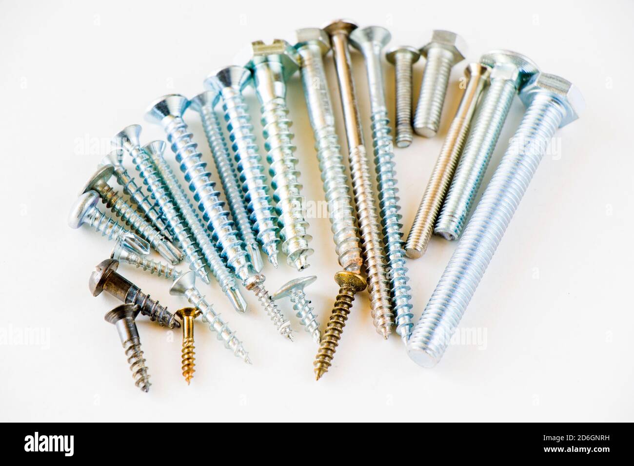 Scow Types Large group of different scows and bolts on the white background Stock ...