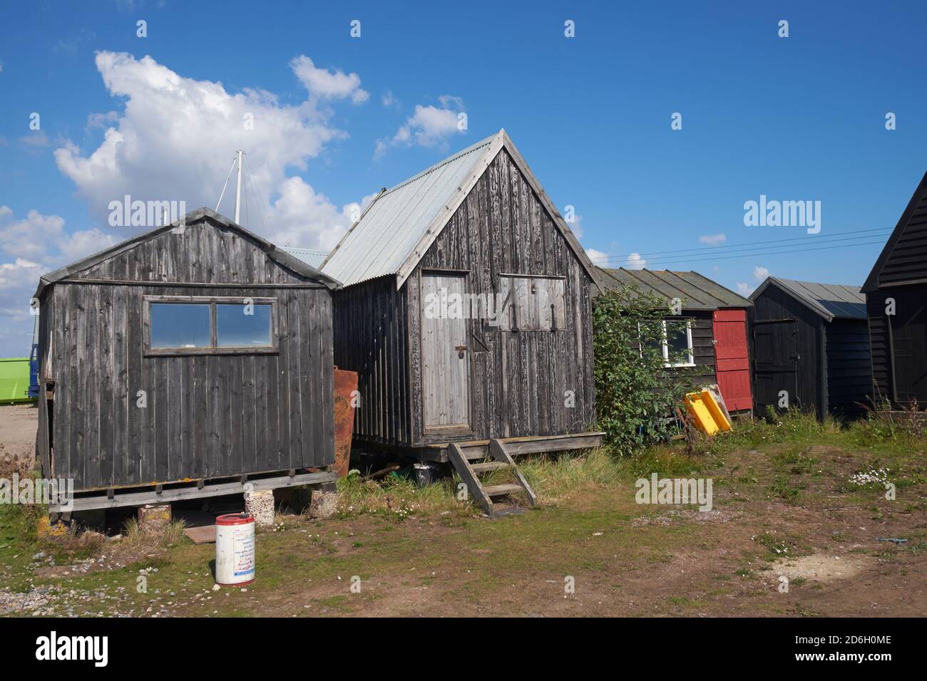 Fishermen's huts, Southwold harbour, Suffolk, UK. Stock Photo