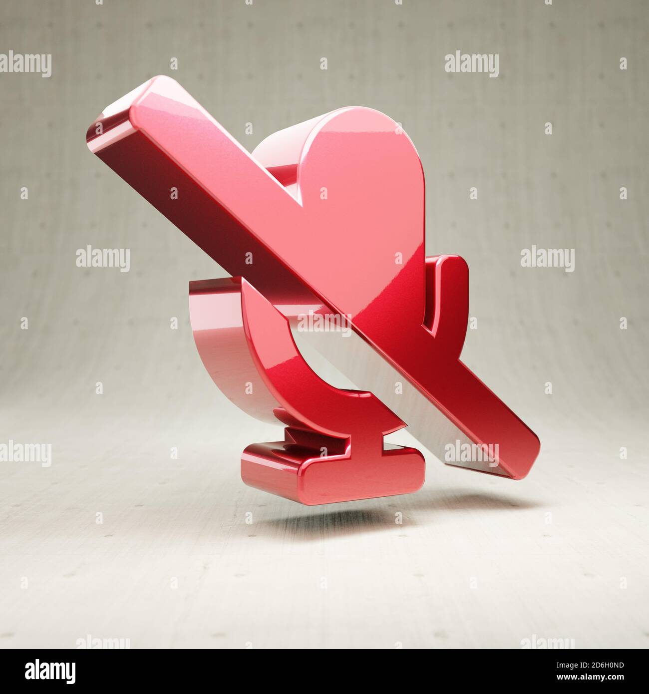 Microphone Slash icon. Gold glossy Microphone Slash symbol isolated on