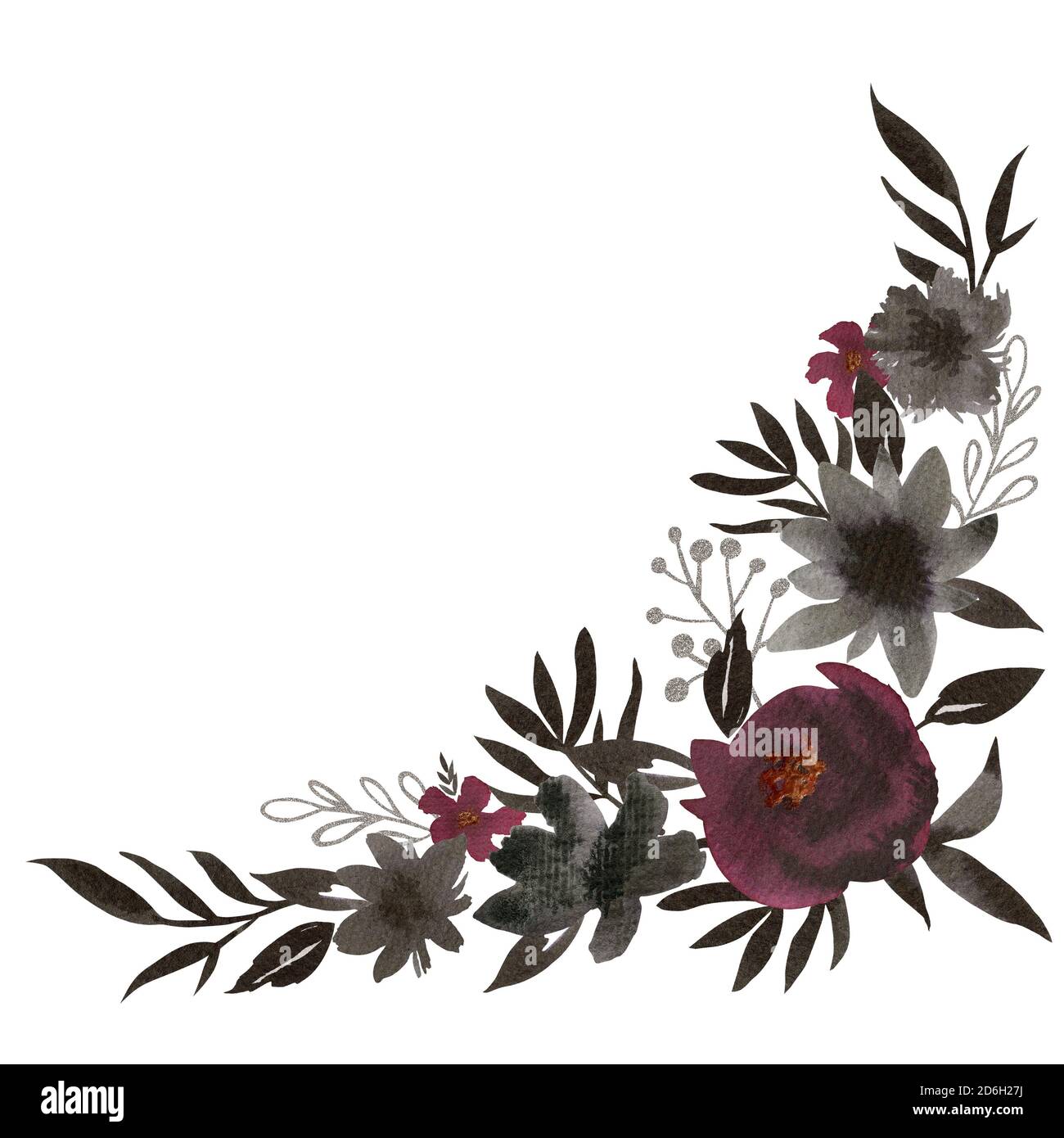 Watercolor Botanical Composition Isolated On White Background. Wedding Invitation Design Stock Photo - Alamy