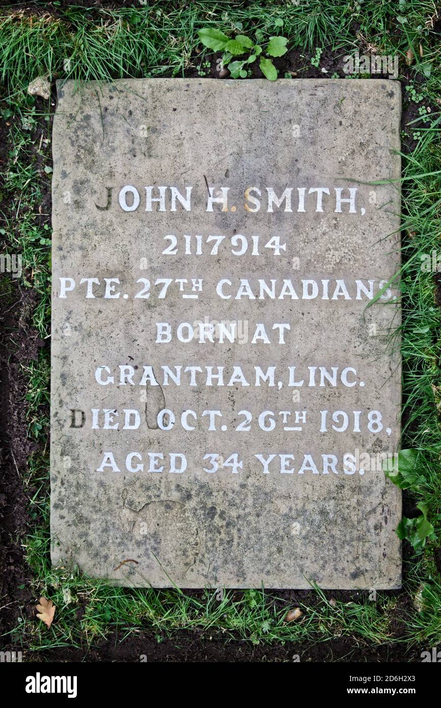 Grave marker of one of 43 casualties of the Great War & WW2 buried on