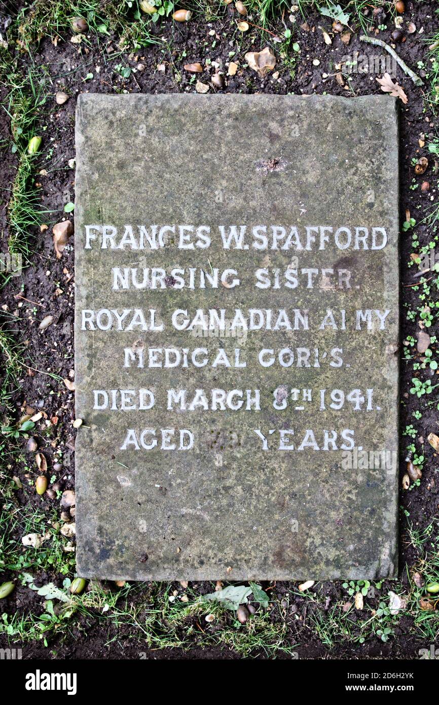 Grave marker of one of 43 casualties of the Great War & WW2 buried on