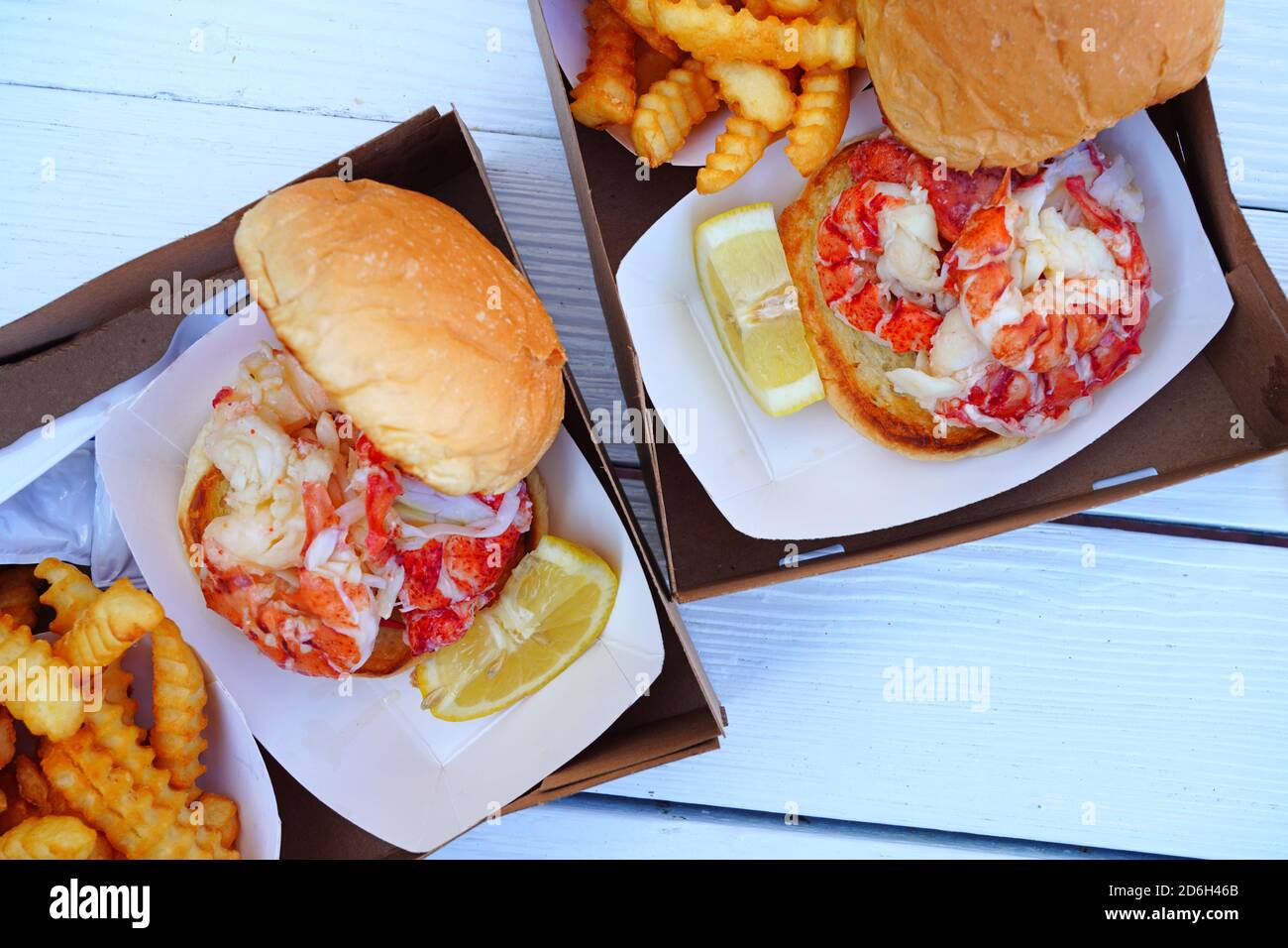 Fresh lobster rolls in Maine Stock Photo