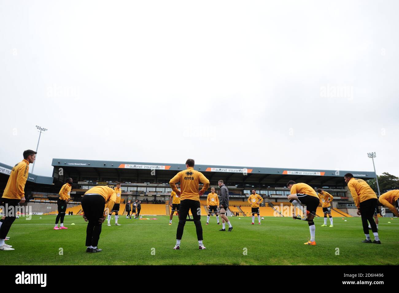 Port Vale players warm up before the Sky Bet League Two match at Vale Park, Stoke-on-Trent. Stock Photo