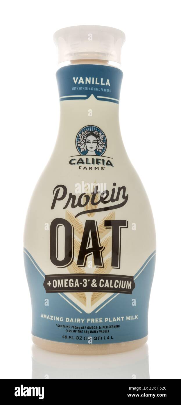 Winneconne, WI - 16 October 2020:  A package of Califia Farms protein oat dairy free plant milk on an isolated background. Stock Photo