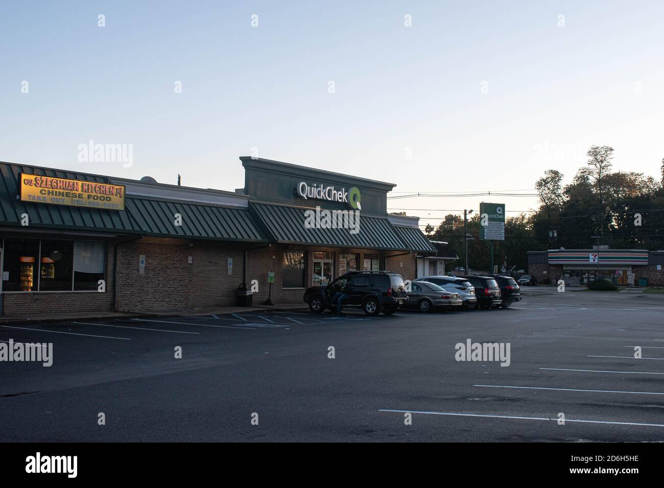 An old Quickcheck location during the evening Stock Photo
