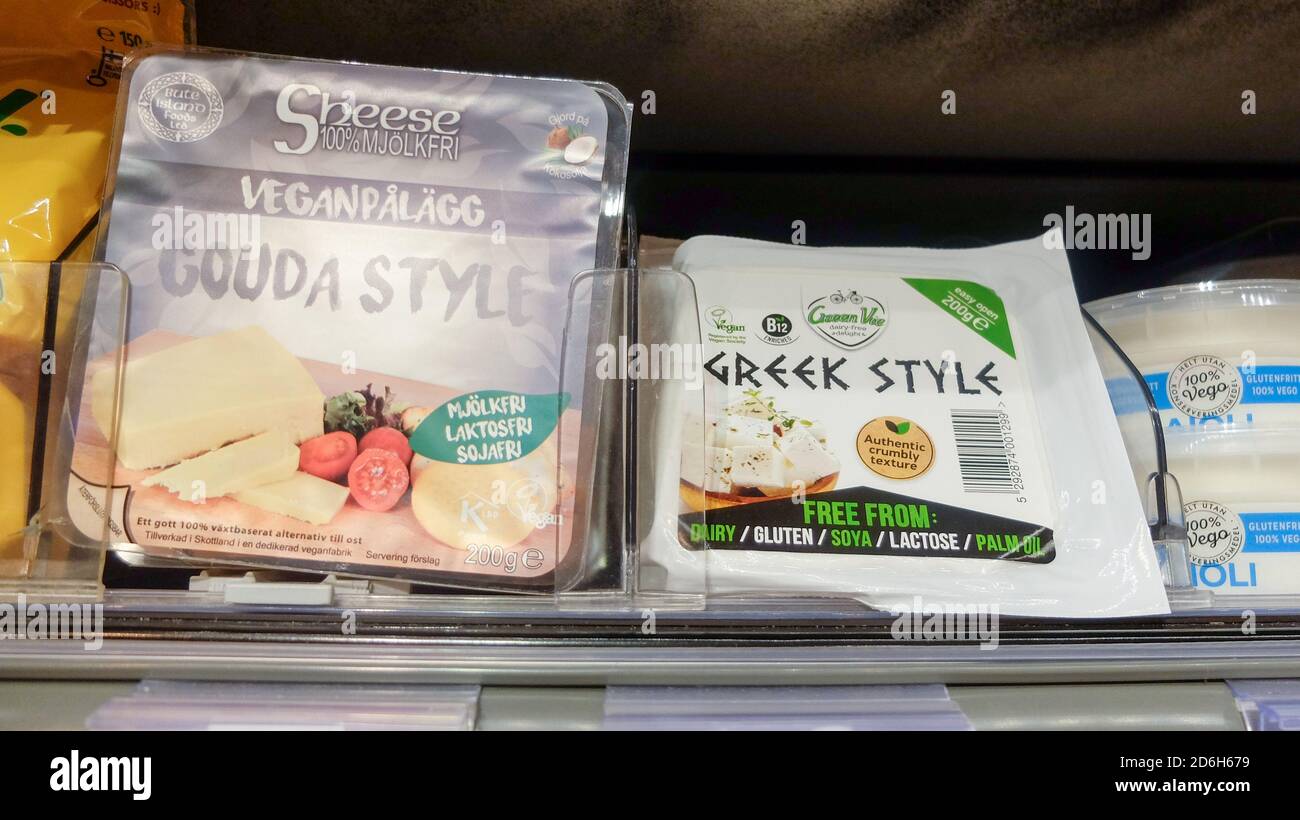 Vegan cheese at the supermarket Stock Photo Alamy