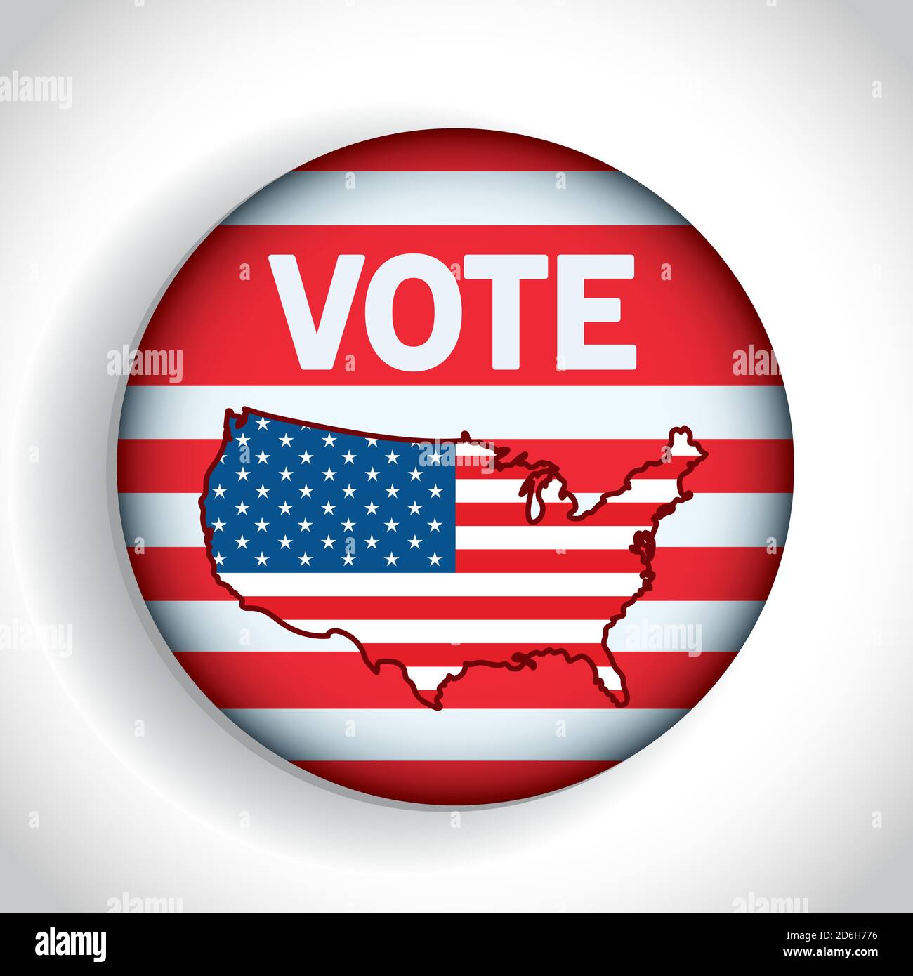 Presidential election usa vote button with flag map vector design Stock ...