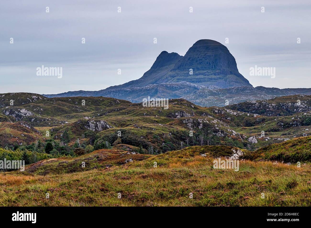 View towards Mount Suilven in Scottish Highlands Stock Photo