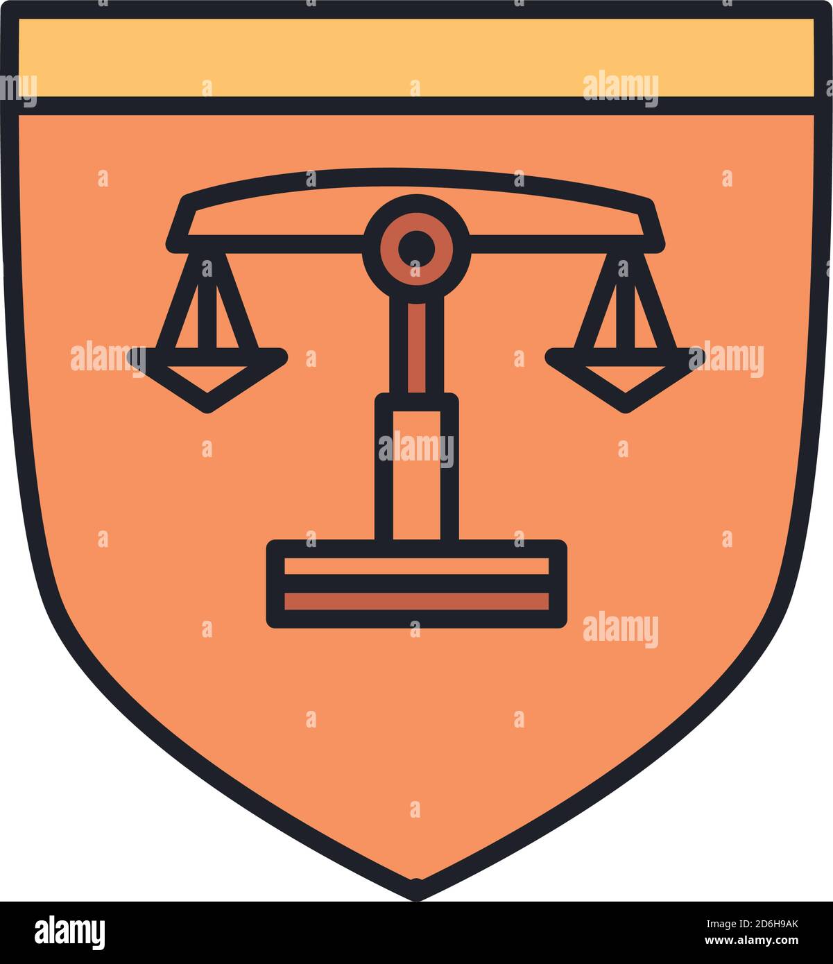 law scale in shield line and fill style icon design, justice legal and ...