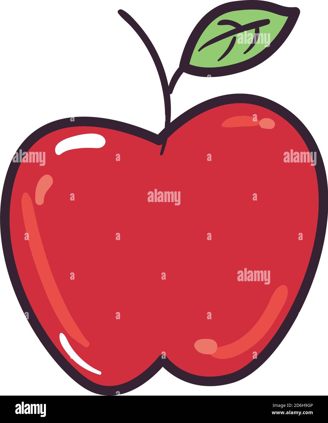 Apple fruit line and fill style icon design, healthy organic food theme ...